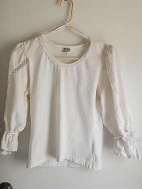 Vintage White Lace Trim Women’s Blouse